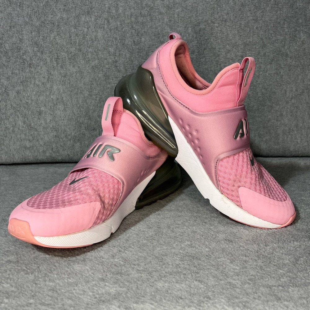 Nike Air Max 270 Extreme Kids 6Y Pink Silver Slip On Sneakers EUC